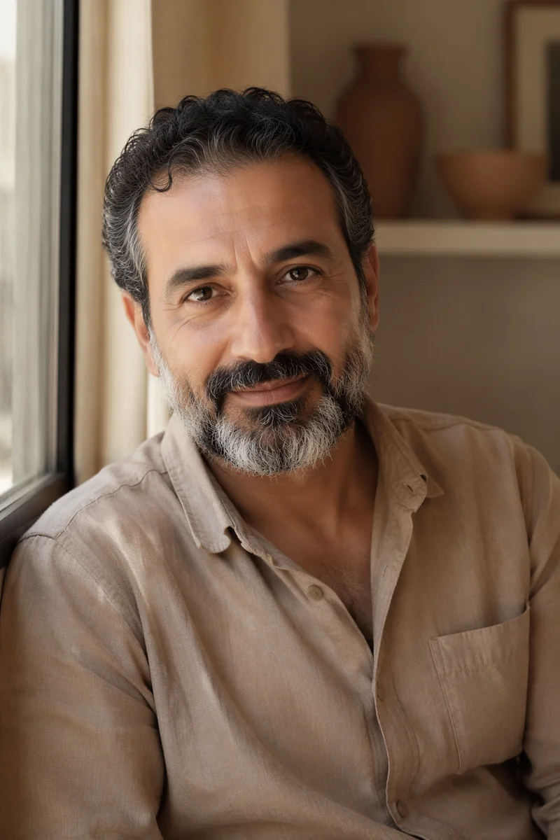 Warm Portrait of Middle-Aged Arab Man