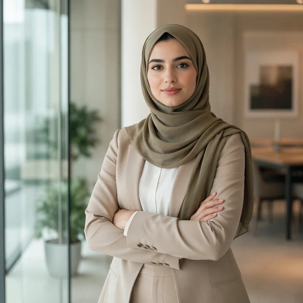 Confident Young Arab Woman in Office