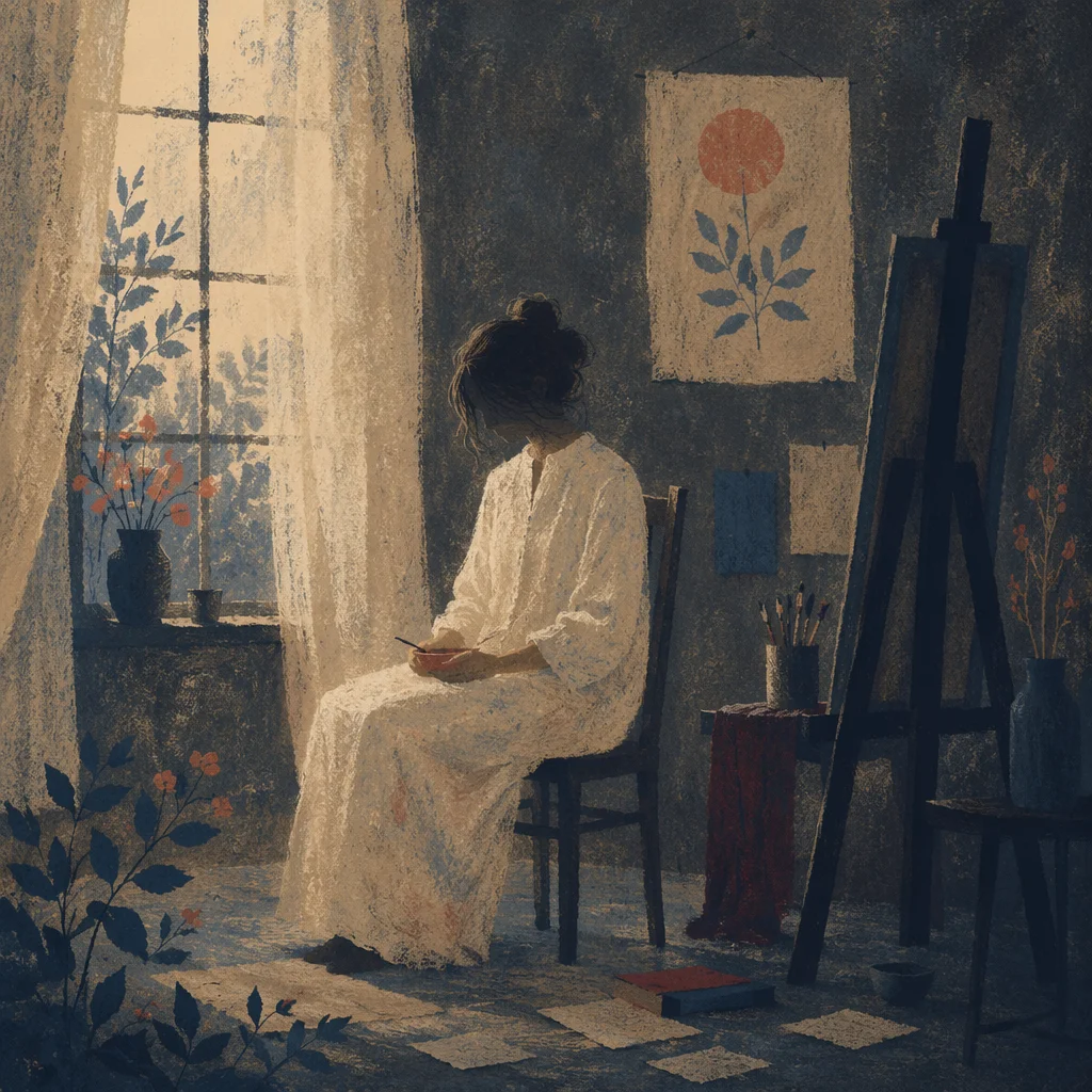 Solitary Artist by Window in Shadow