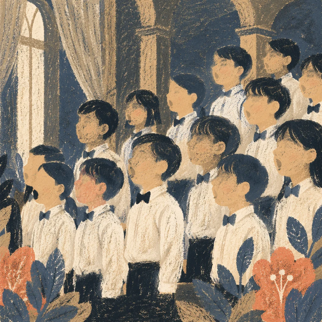 Asian Children Choir Singing in Chapel