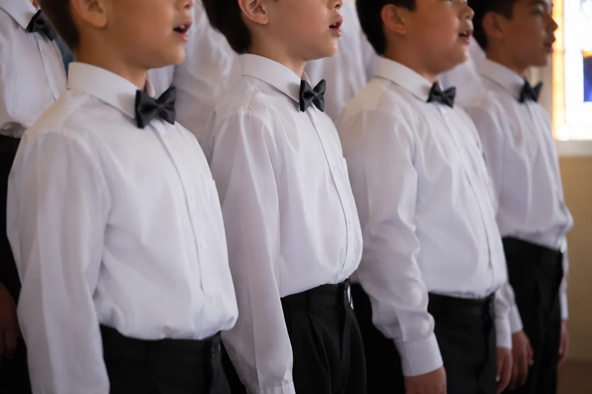 Asian Children Church Choir Singing in Chapel