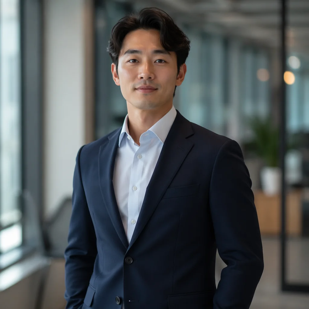 Confident Asian Man in Modern Office
