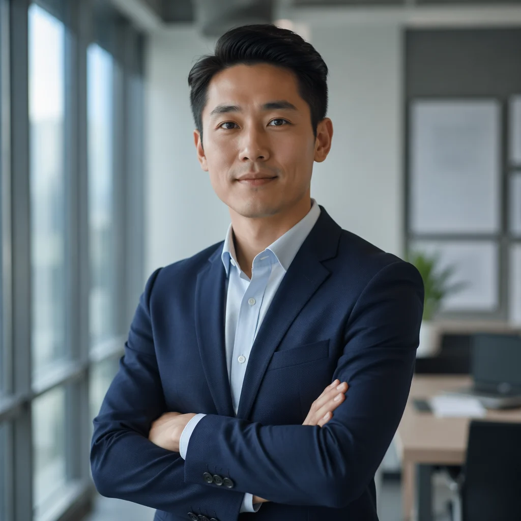 Confident Asian Man in Modern Office