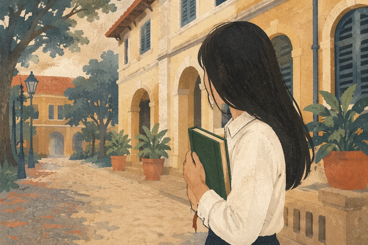 Asian Student Praying With Bible on Campus