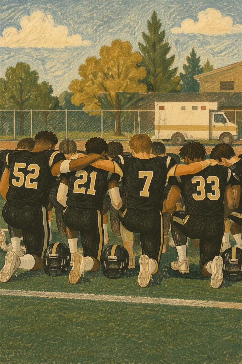Football Team Kneeling in Pregame Prayer