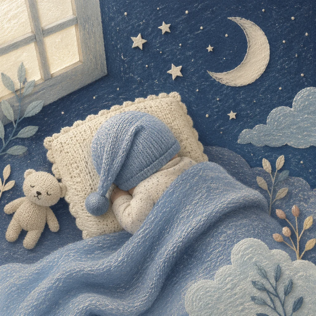 Peaceful Sleeping Newborn Under Blue Blanket