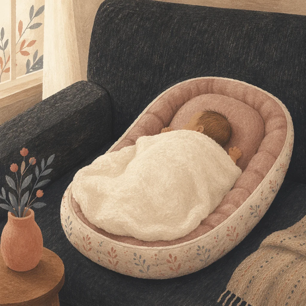 Peaceful Newborn Sleeping Under Cream Blanket