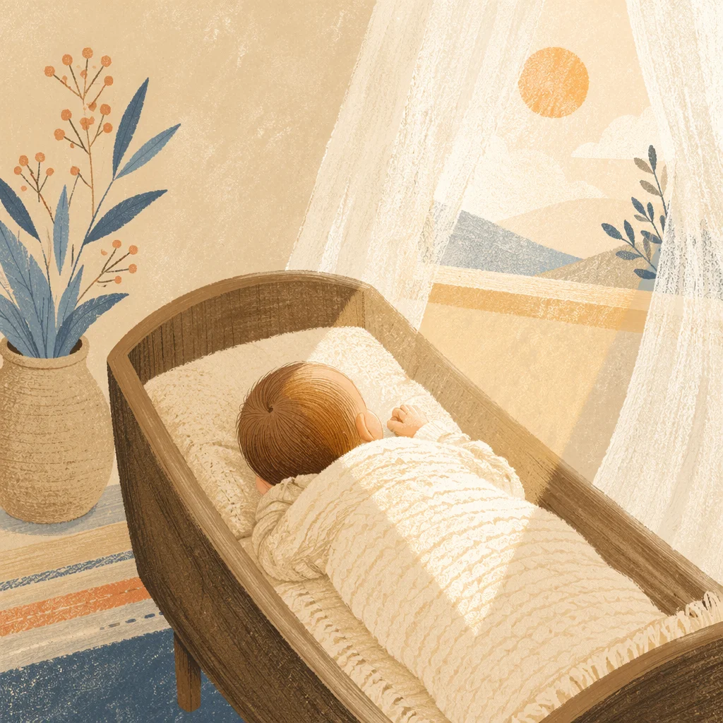 Peaceful Newborn Sleeping in Cream Blanket