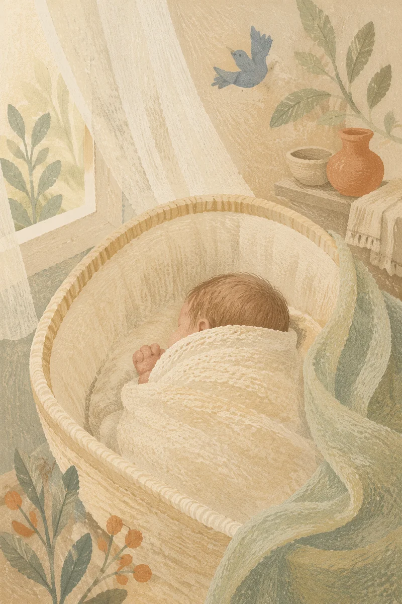 Peaceful Newborn Sleeping in Soft Blanket