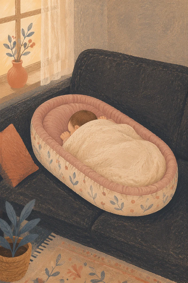 Peaceful Newborn Sleeping in Cream Blanket