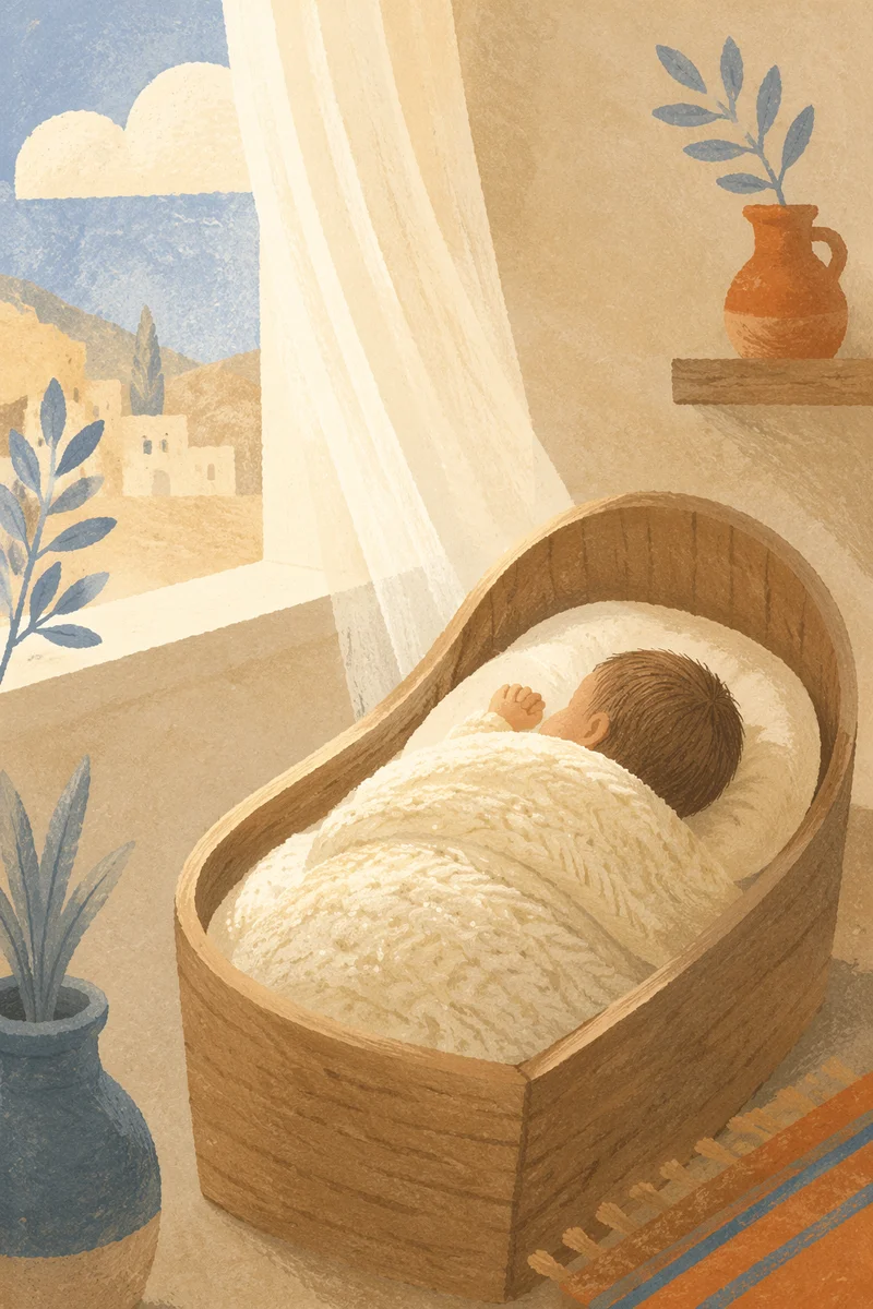 Peaceful Newborn Sleeping in Cream Blanket