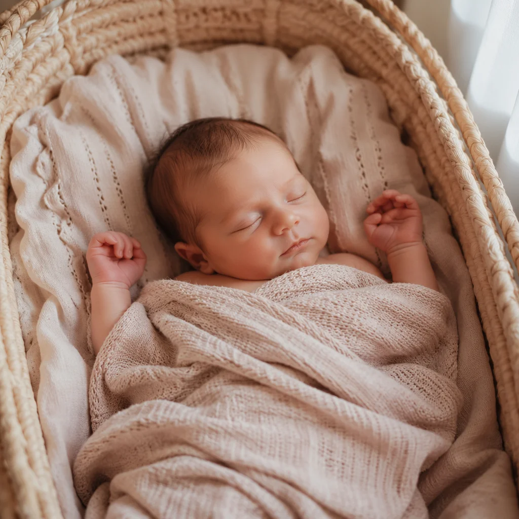Peacefully Sleeping Newborn in Soft Blanket