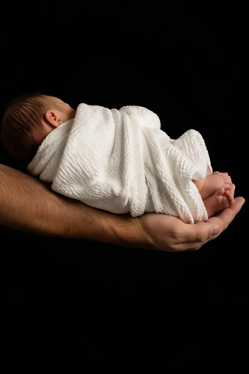 Peaceful Newborn Sleeping in Protective Hands