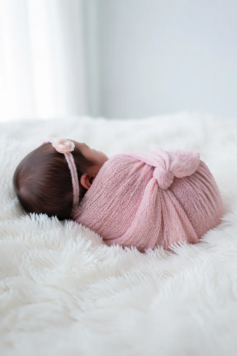 Peaceful Newborn Sleeping in Pink Swaddle