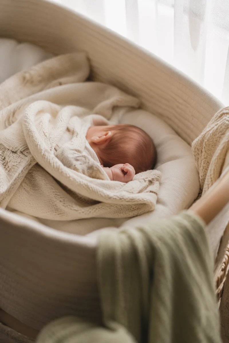 Peaceful Newborn Sleeping in Soft Blanket