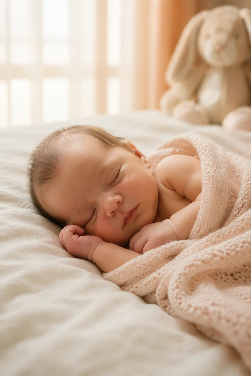Peacefully Sleeping Newborn in Soft Blanket