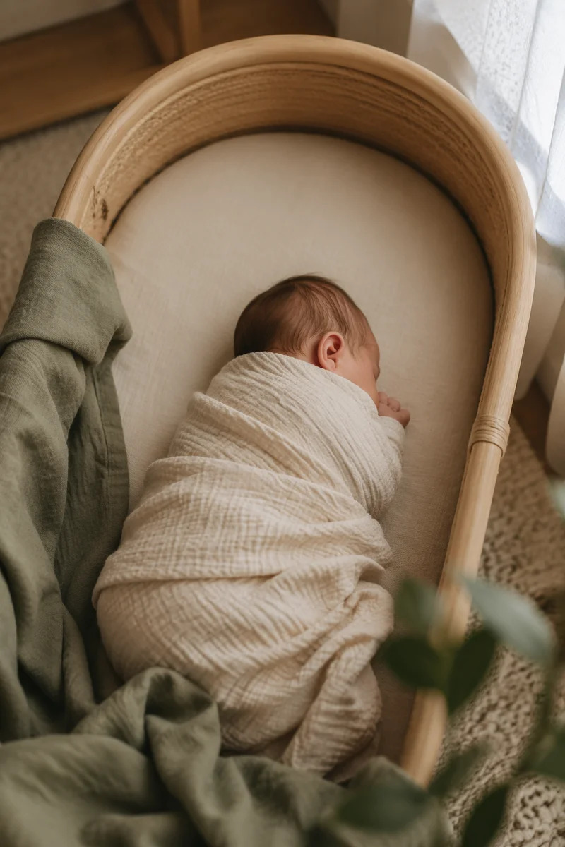 Peaceful Newborn Sleeping in Soft Nursery Blanket