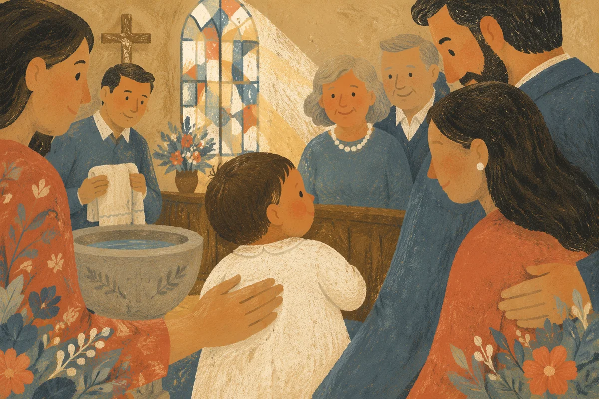 Child Baptism Celebration with Family in Church