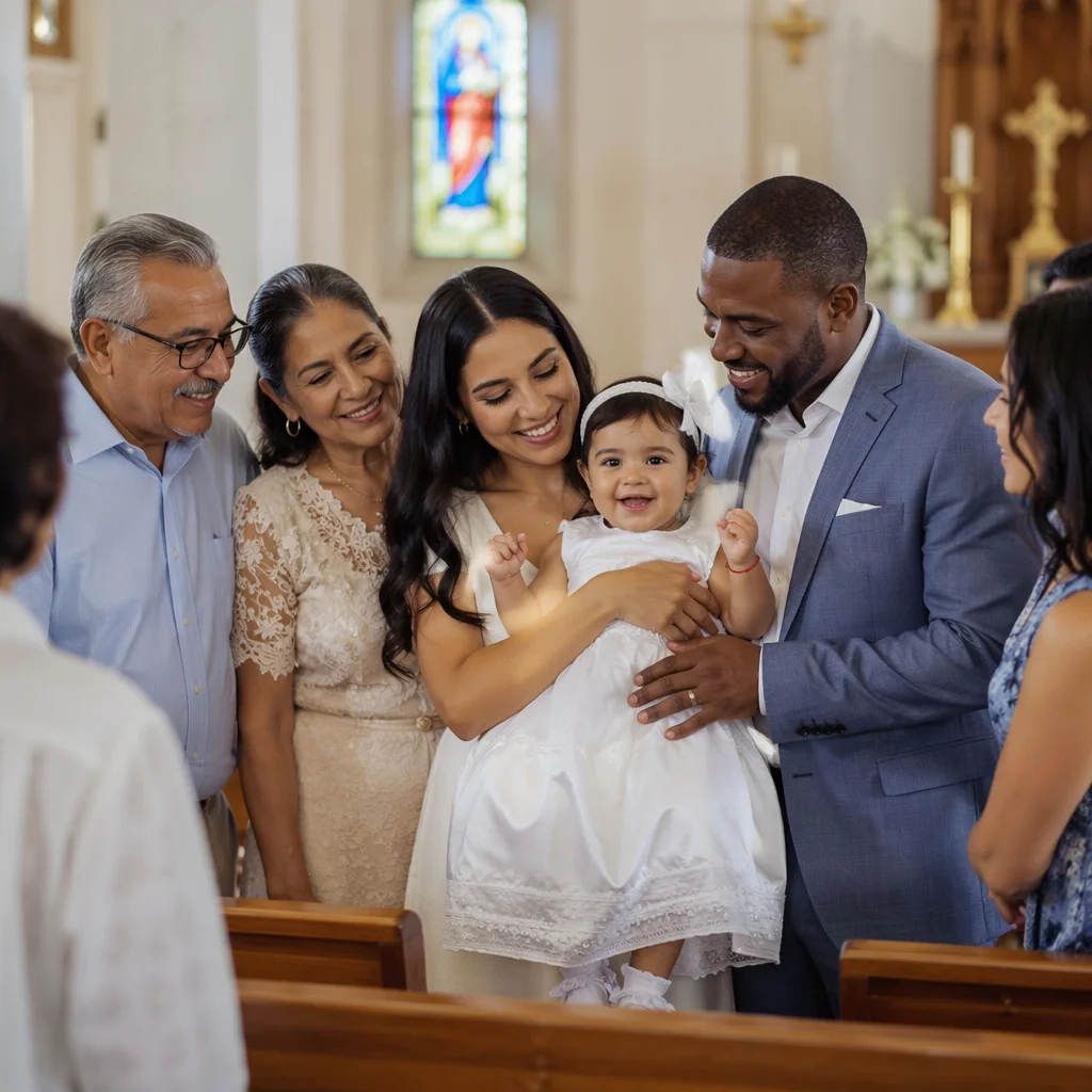 Joyful Child Baptism Family Celebration in Church