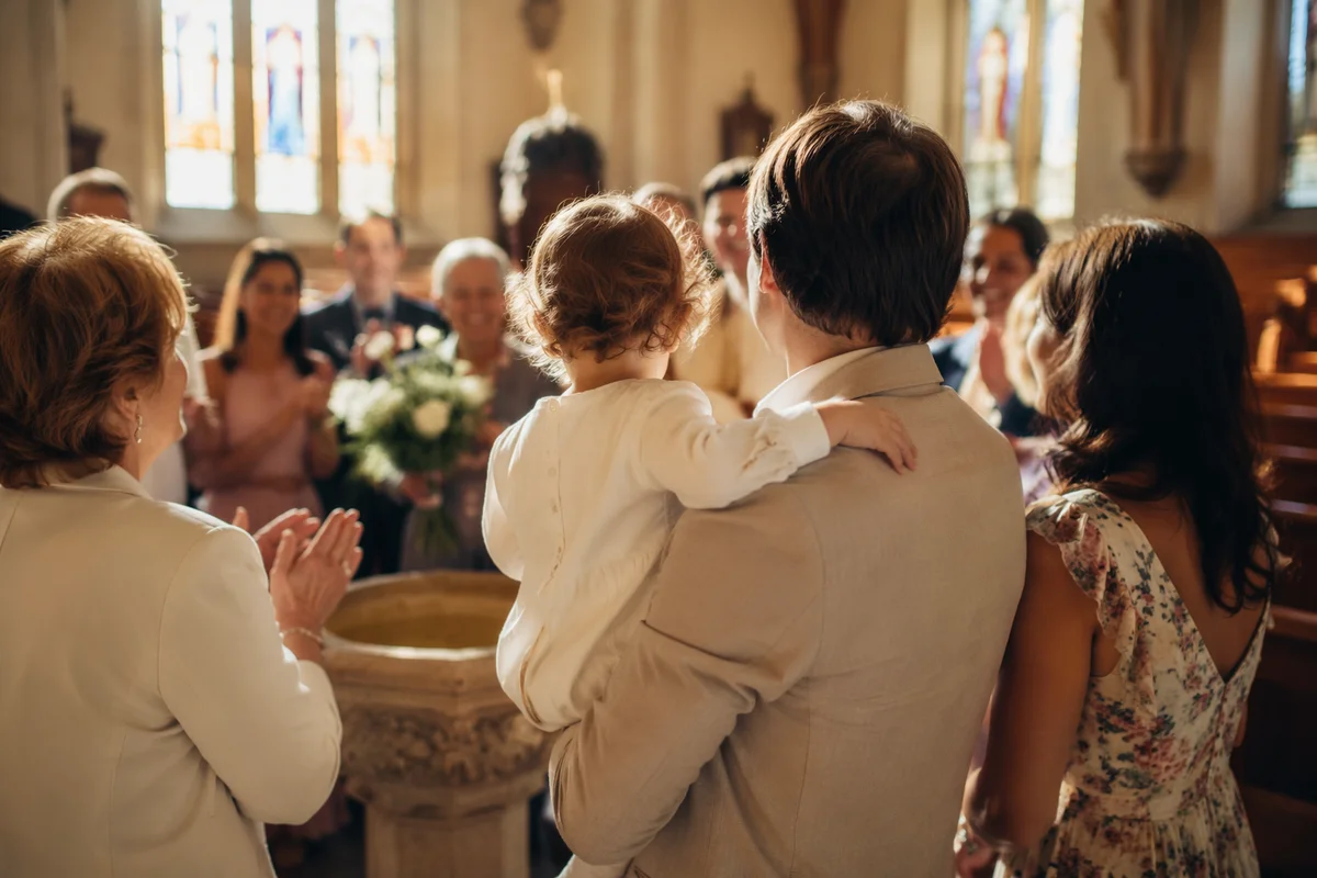 Joyful Child Baptism Family Celebration in Church