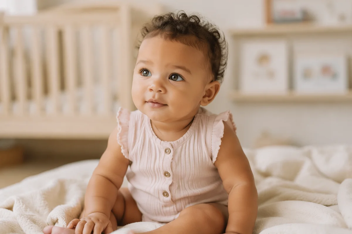 Bright Eyed Biracial Baby Portrait