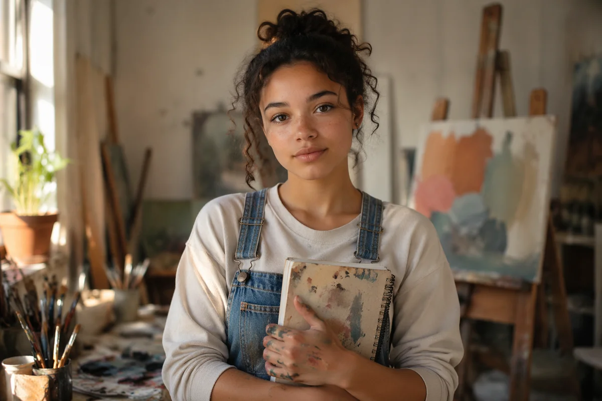 Thoughtful Teen Girl in Art Studio