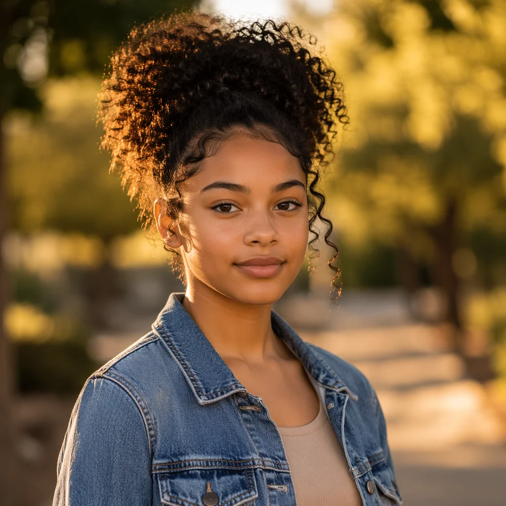 Confident Teenage Girl Portrait at Golden Hour