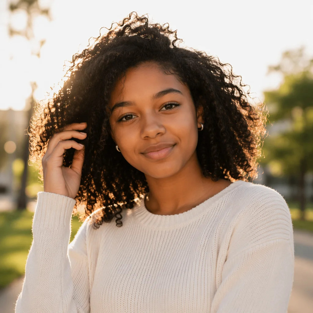 Confident Biracial Teen Girl at Sunrise