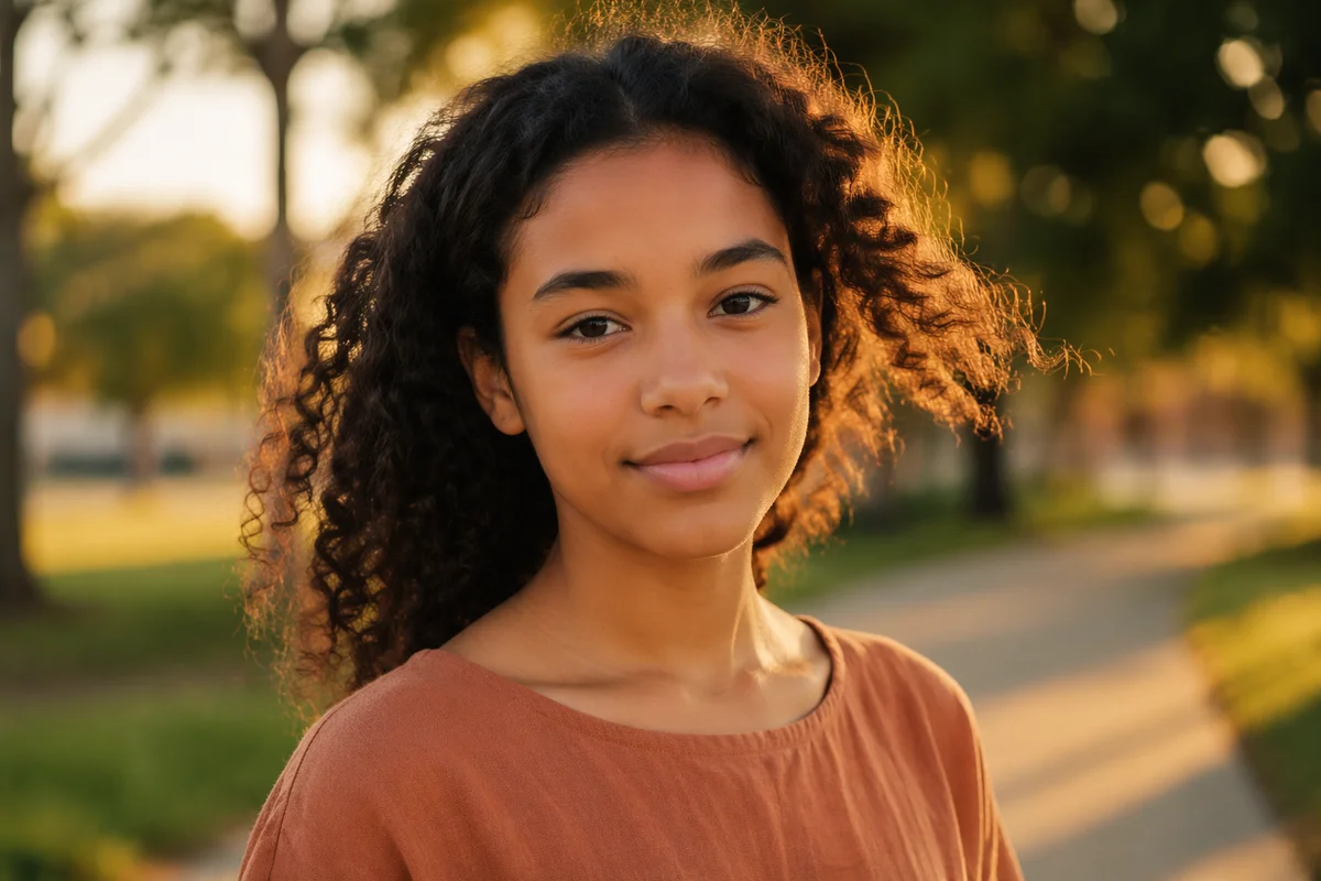 Confident Teenage Girl Portrait at Golden Hour