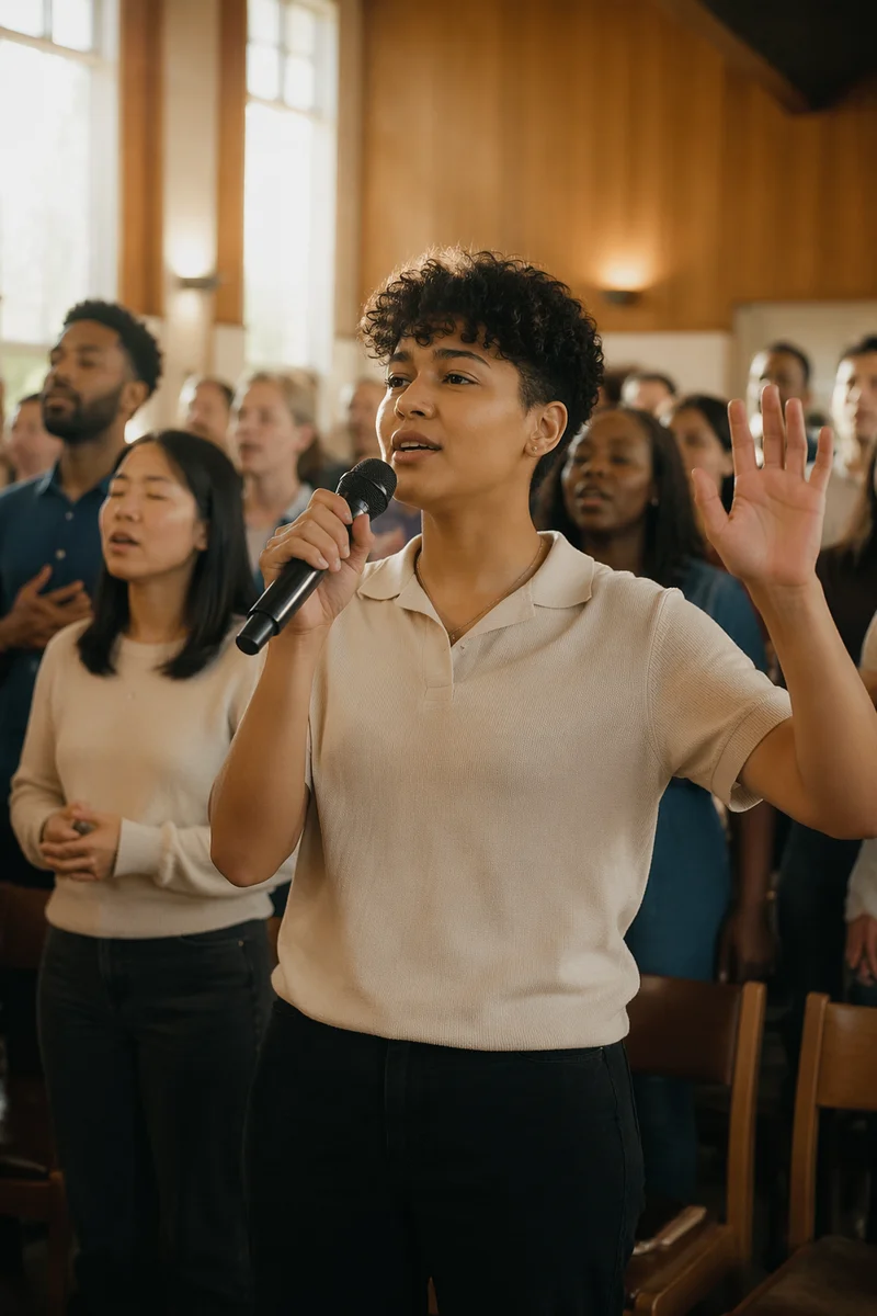 Young Adult Leading Diverse Church Gathering
