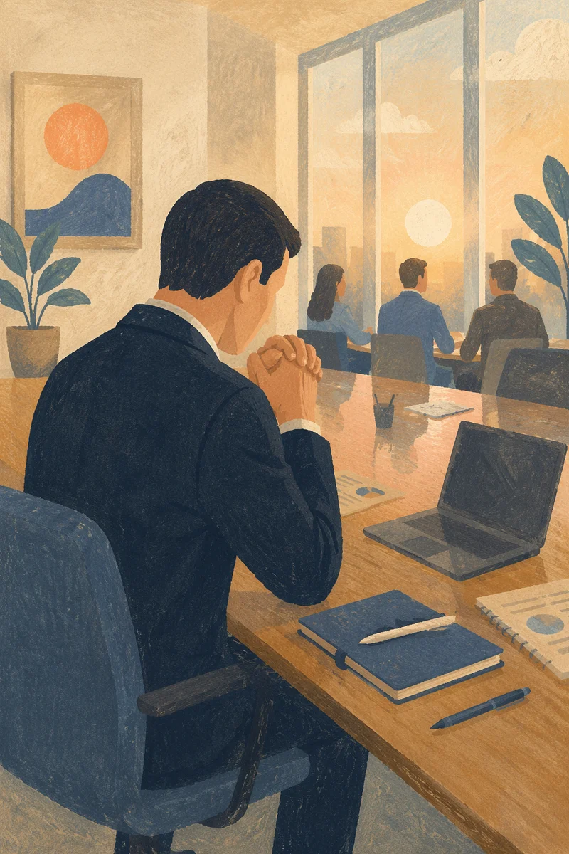 Business Professional Praying Before Office Meeting