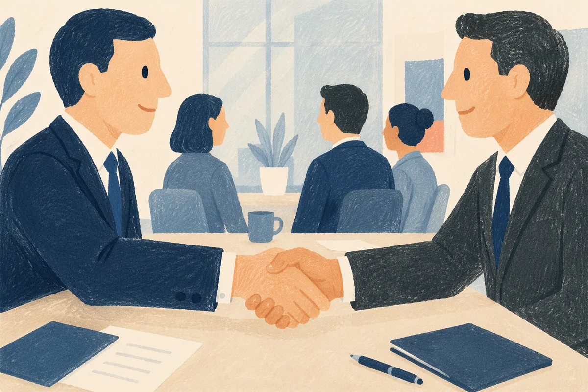 Professional Handshake in Bright Office Meeting
