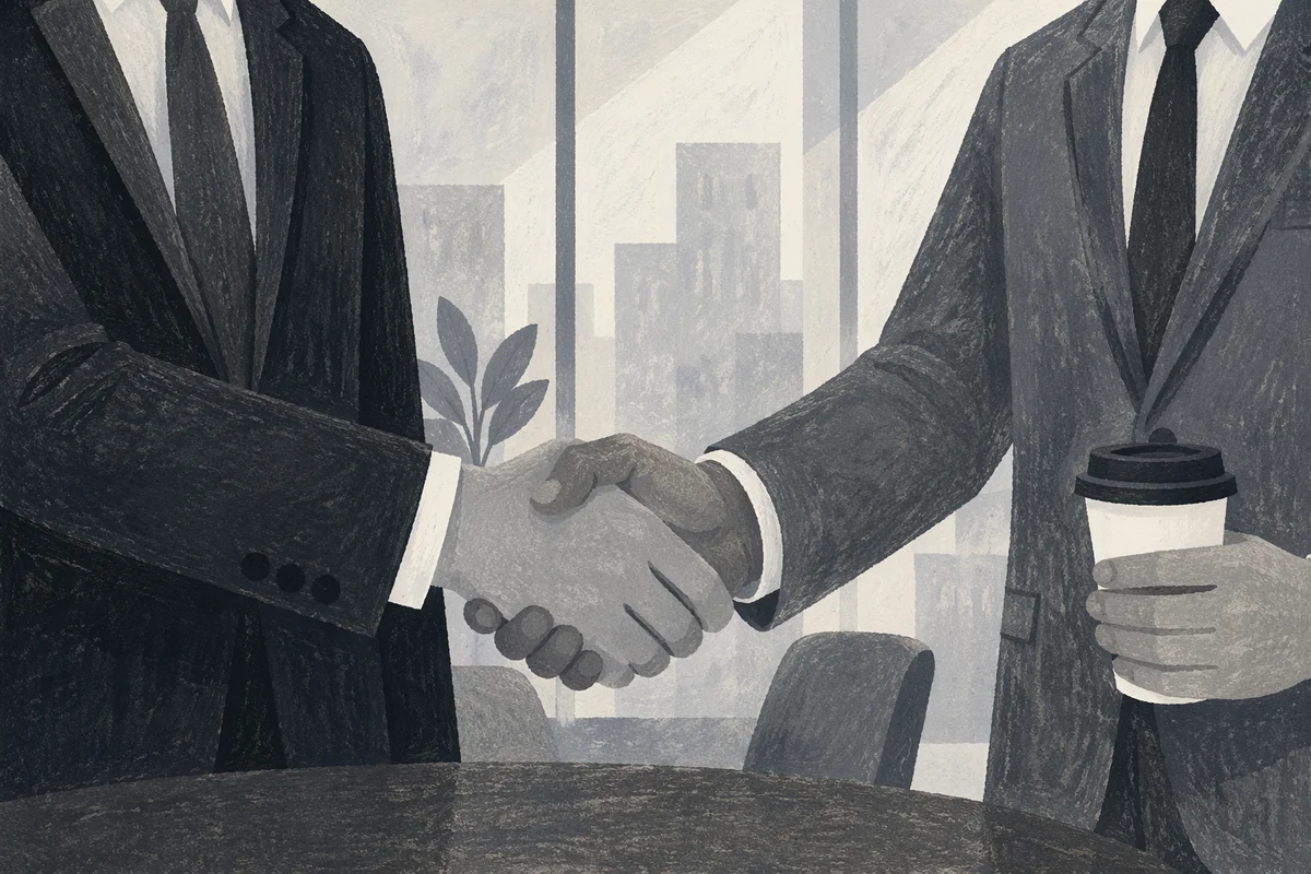 Professional Handshake in Modern Office Meeting
