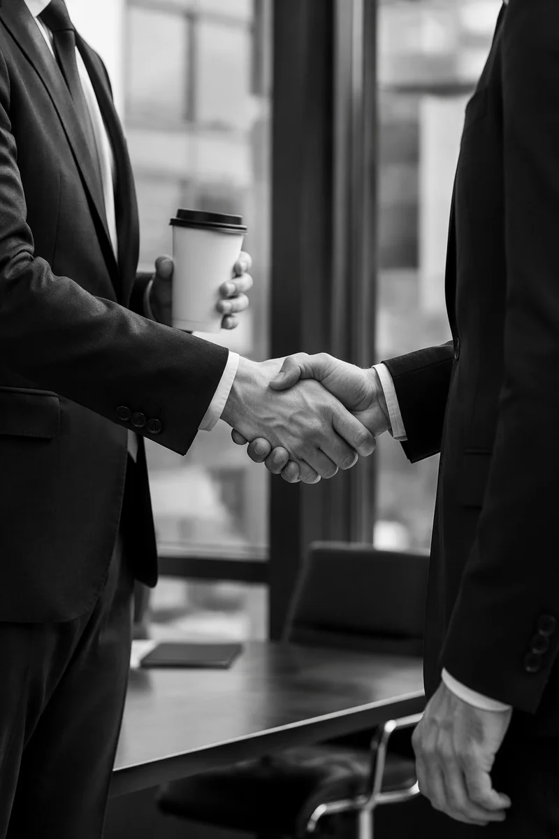 Professional Handshake in Modern Office Meeting