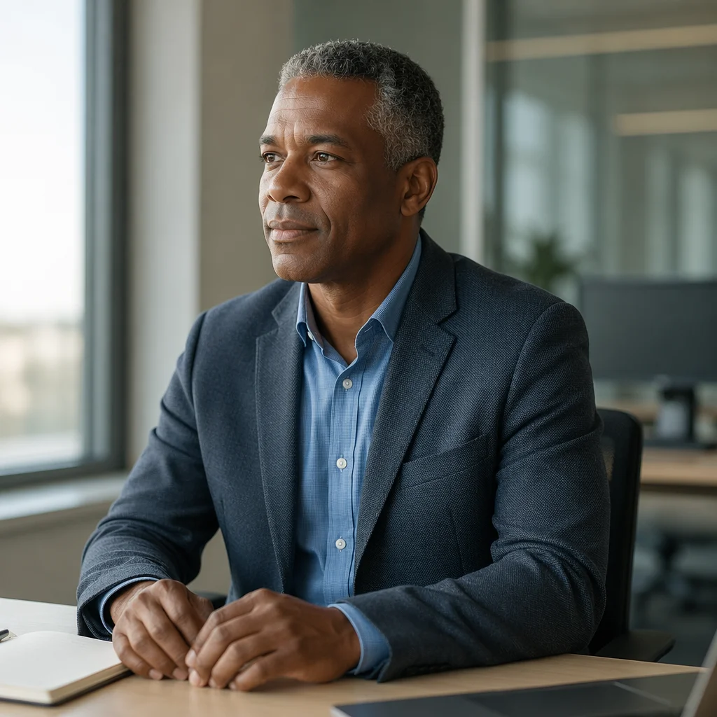 Calm Middle-Aged Man in Modern Office