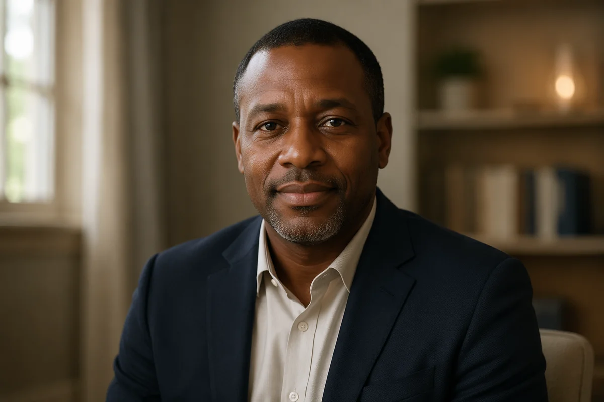 Serene Middle Aged Man Headshot Portrait