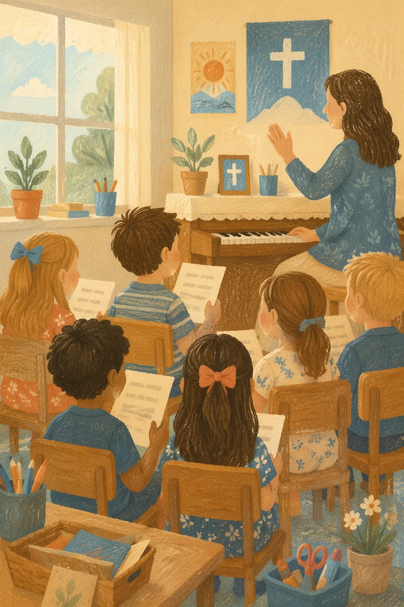 Children Singing in Sunday School Class