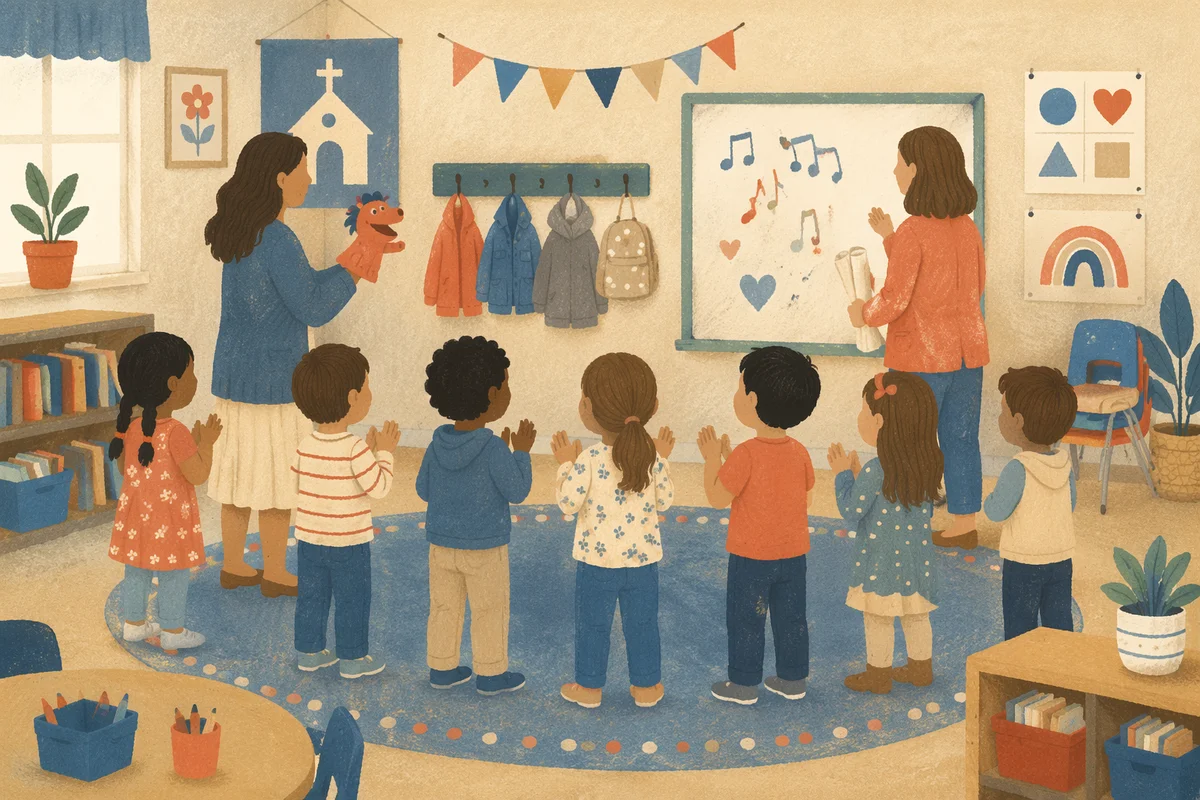 Children Singing in Sunday School Classroom