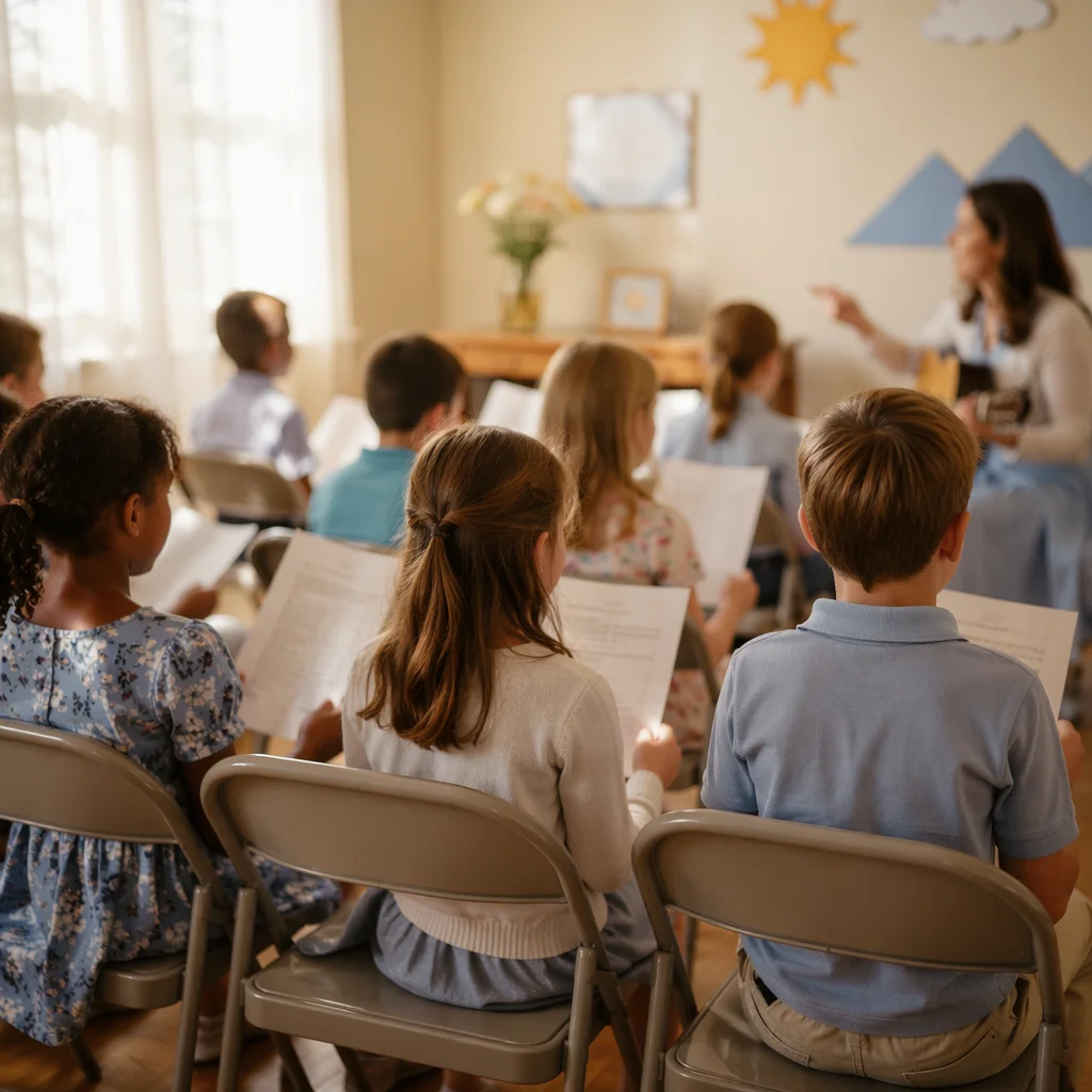 Children Singing in Sunday School Classroom