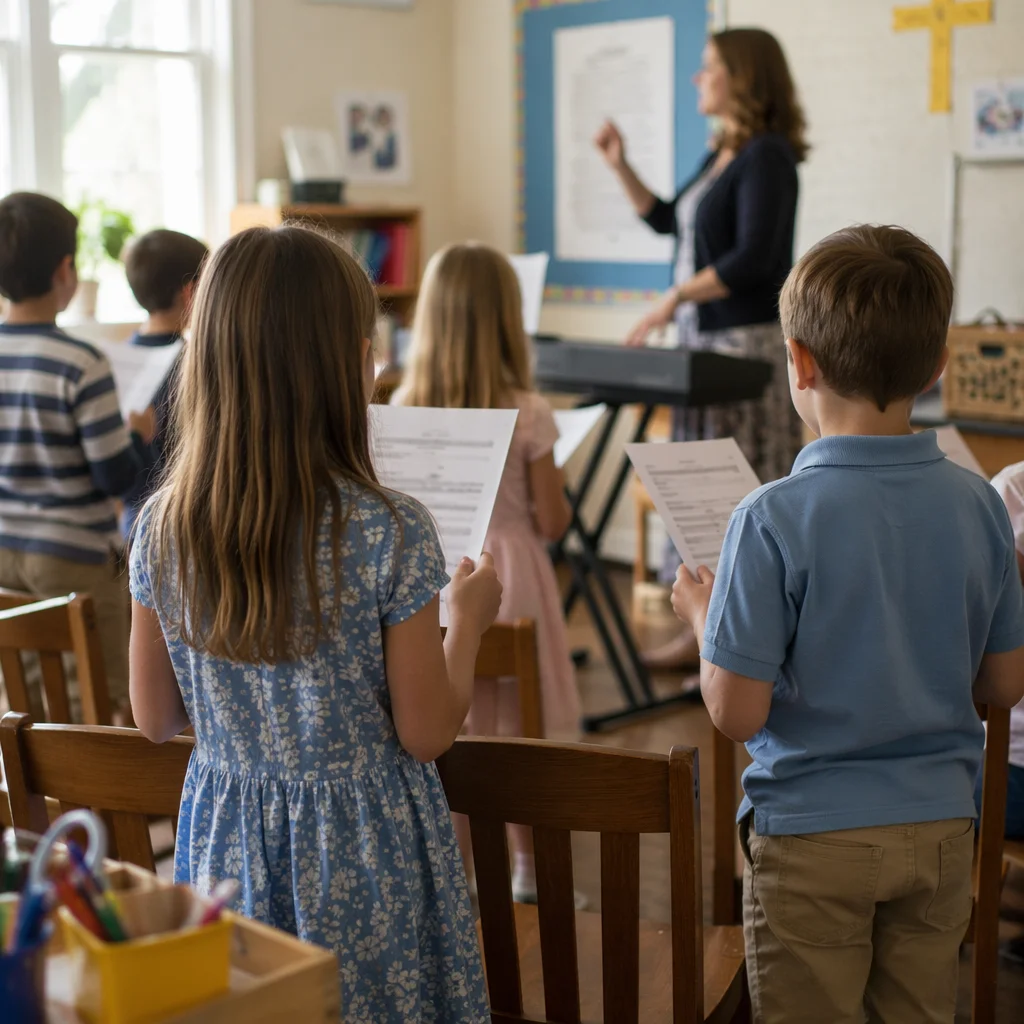 Children Singing in Sunday School Class