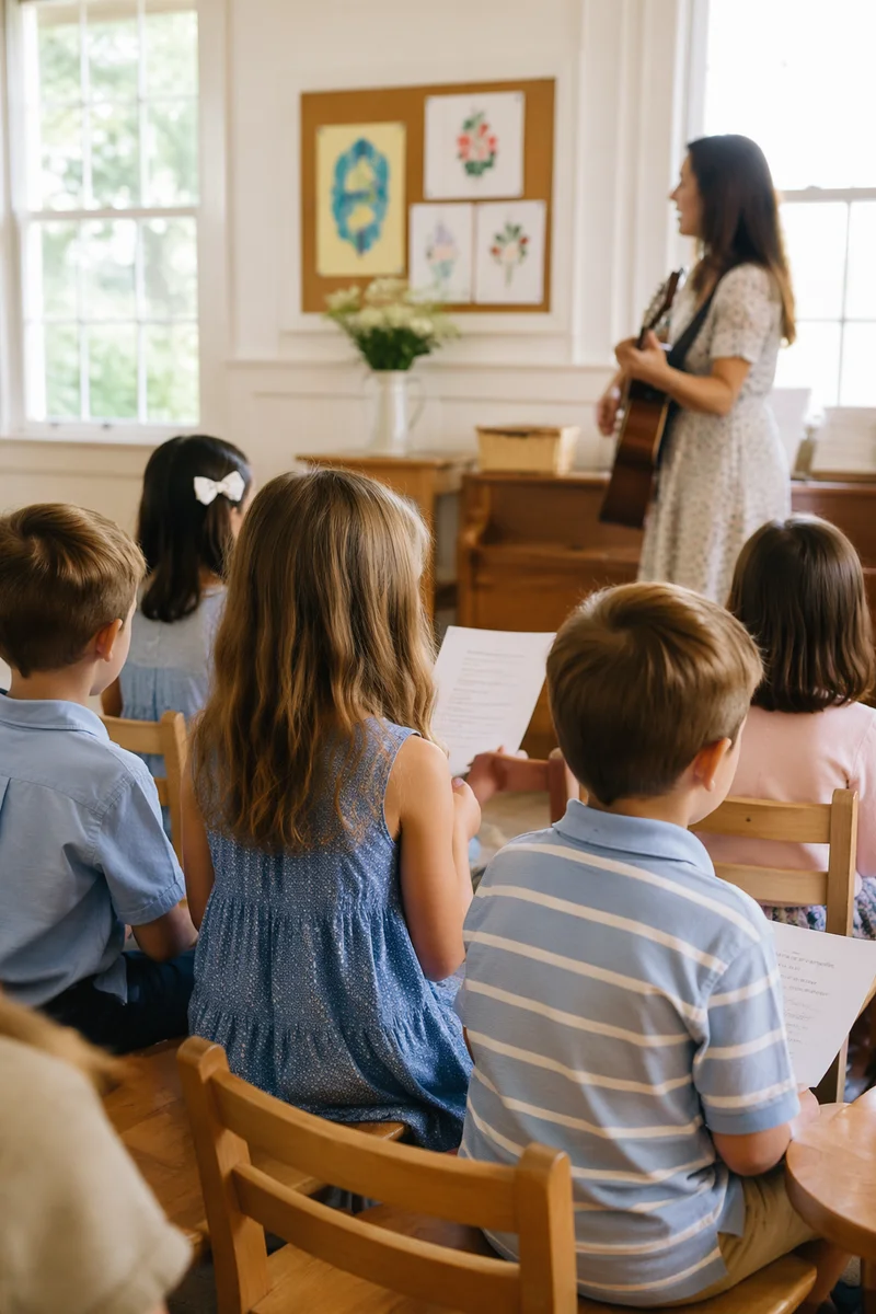 Children Singing in Sunday School Classroom