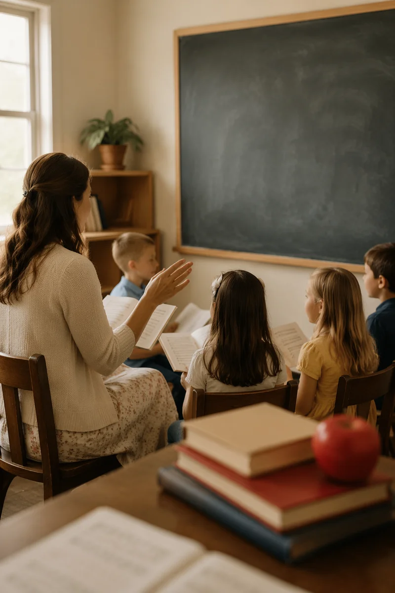 Children Singing in Sunday School Classroom