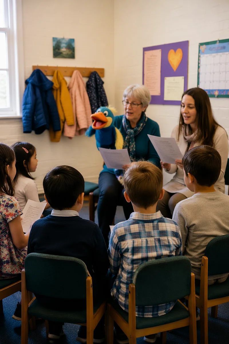 Children Singing in Sunday School Classroom