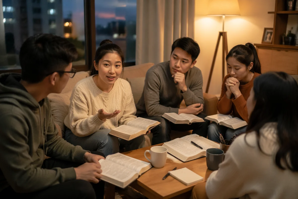 Young Friends Discussing Books in Living Room