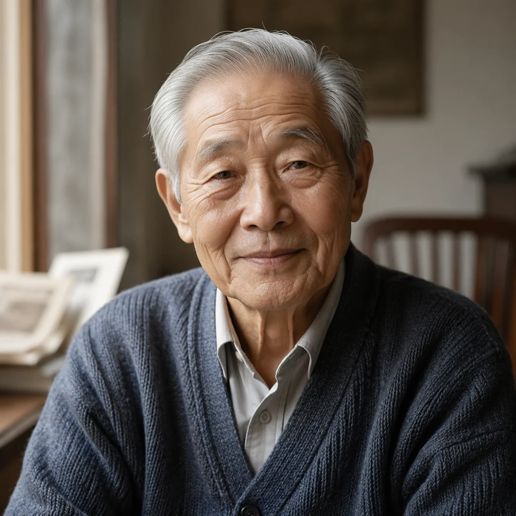 Peaceful Elderly Chinese Man by Window