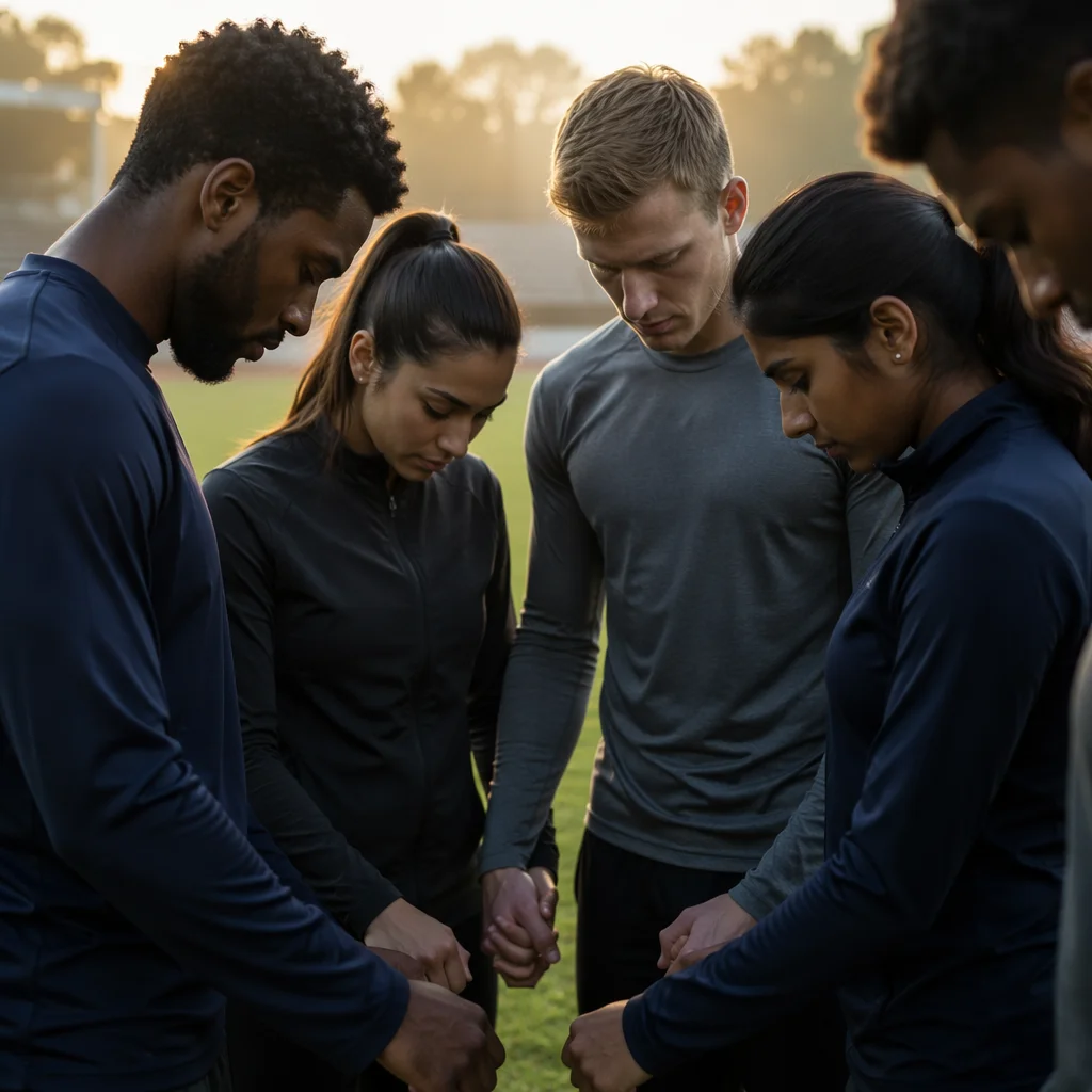 College Athletes Prayer Huddle at Sunrise