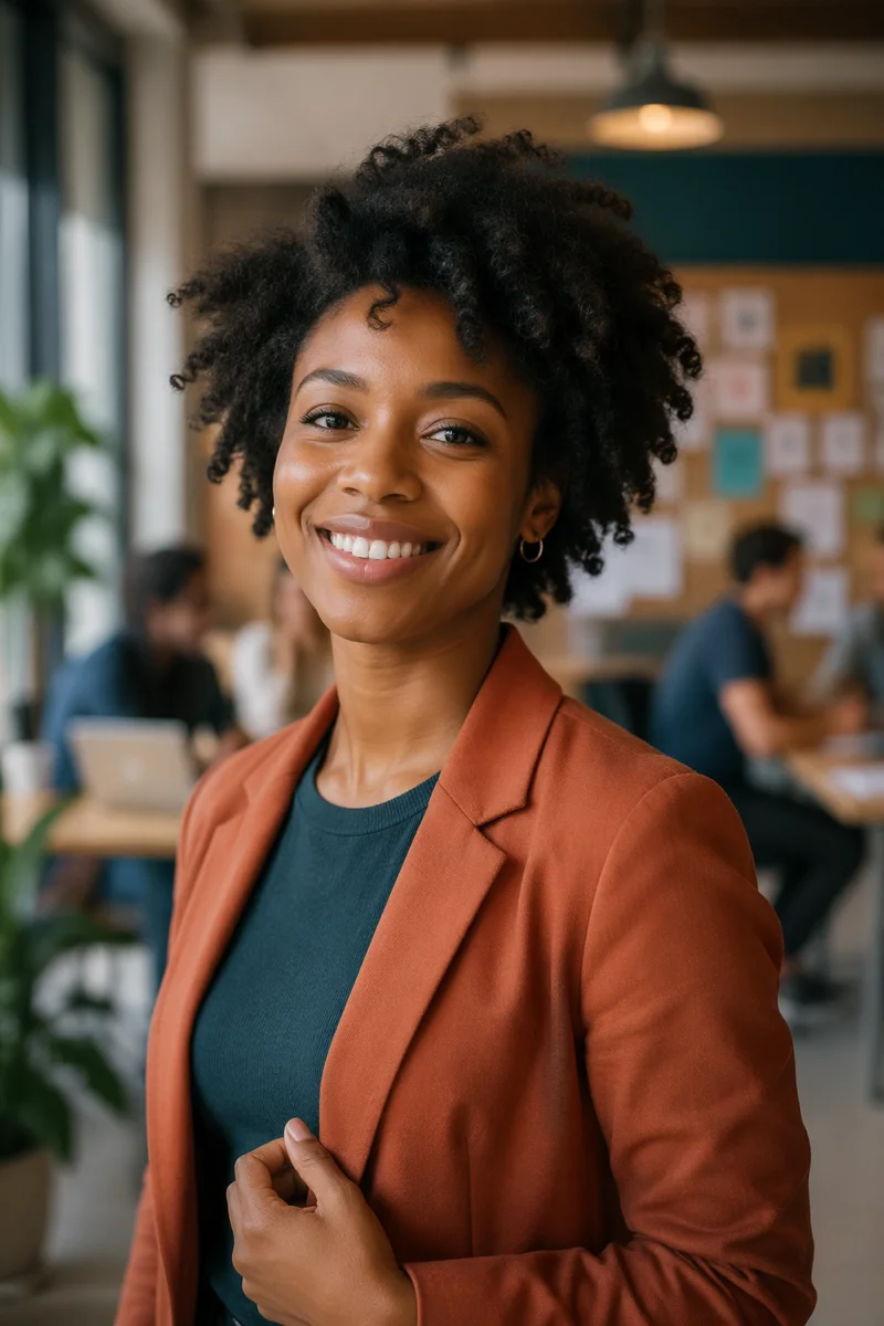 Confident Young Woman in Co-Working Space