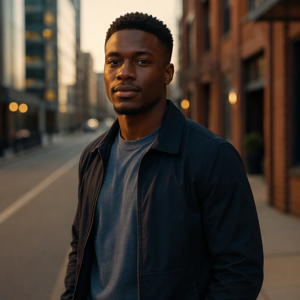 Confident Young Man on City Street