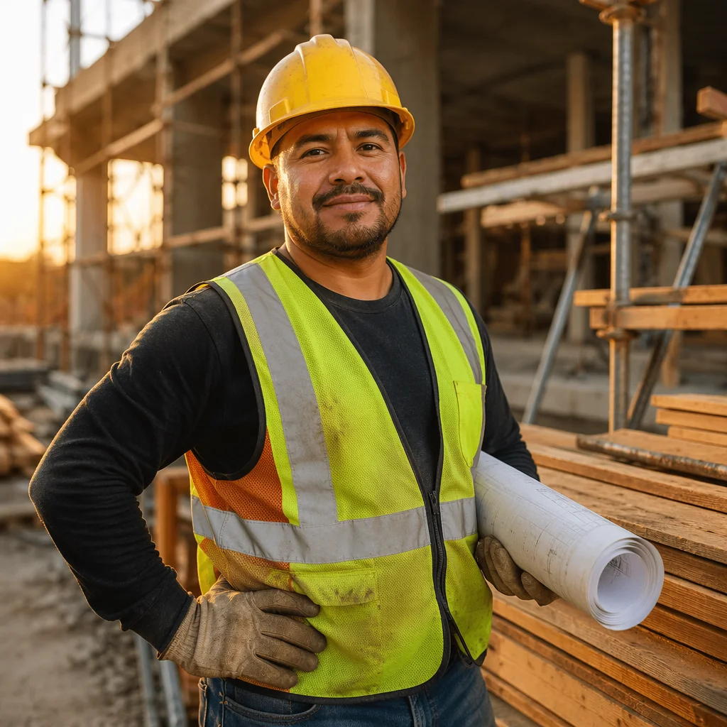 Construction Worker Portrait on Building Site