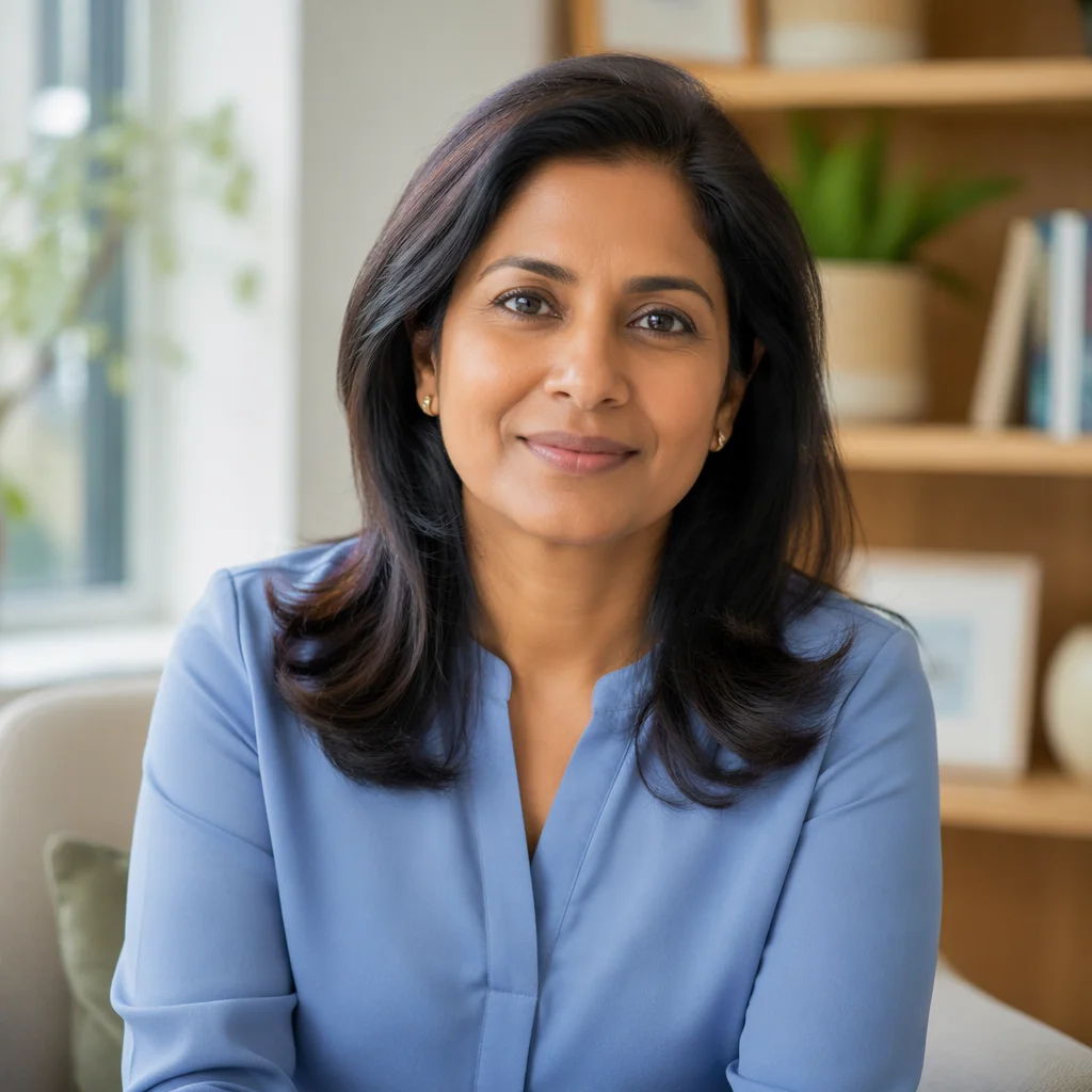 Professional Portrait of South Asian Woman Counselor